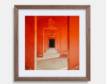 The Red Sandstone Hallway, Taj Mahal, India (colored textures) - Print, Frame for Wall Decor