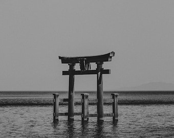 Shirahige Shrine in Japan (Black & White) - Print, Frame, Canvas for Wall Decor