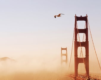 Golden Gate Bridge at golden hour sunset in San Francisco California - (Digital Print Only )