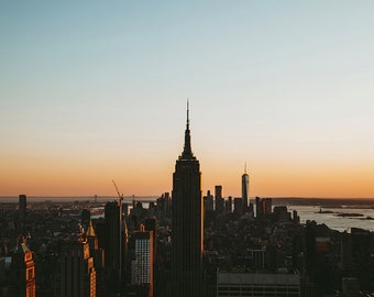 New York City, Empire State Building Sonnenuntergang Aufnahme - (nur Digitaldruck)