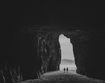 Cathedral Caves in New Zealand, South Island (Black & White) - Print, Frame, Canvas for Wall Decor