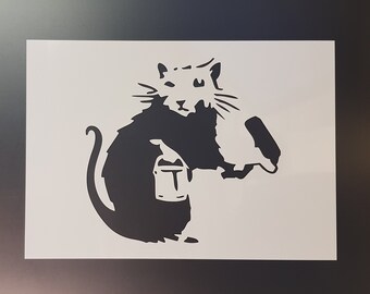 Banksy rat with roller wall art stencil,Strong,Reusable,Recyclable