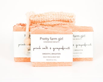 pink salt + grapefruit soap | salt soap | tallow soap | goat milk soap