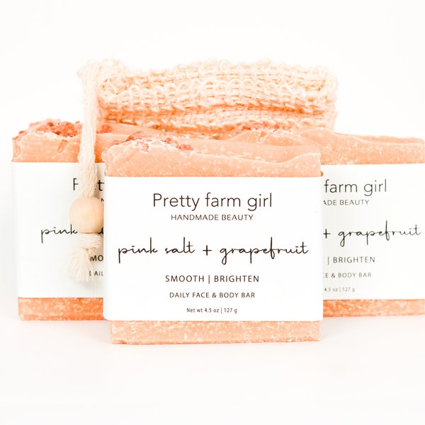 pink salt + grapefruit soap | salt soap | tallow soap | goat milk soap