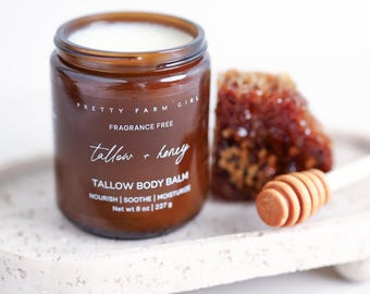 Fragrance Free Tallow + Honey Balm Tallow Body Balm