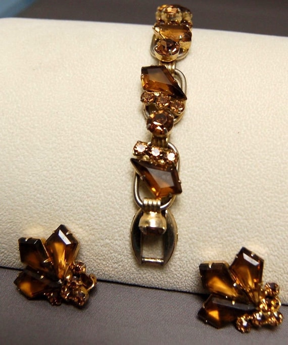 Gorgeous Juliana D&E Link Bracelet and Earrings W/kite Stones W