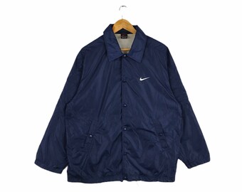 vintage nike sherpa lined spell out swoosh logo coach jacket