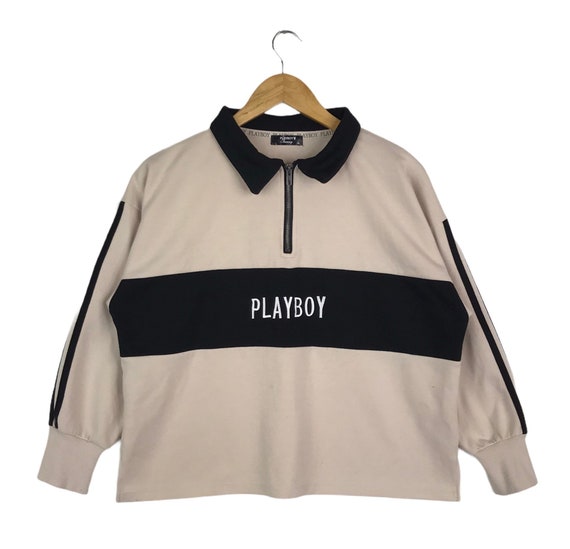 Vintage Playboy embroidery logo 90s grey XL sweatshirt hugh hefner