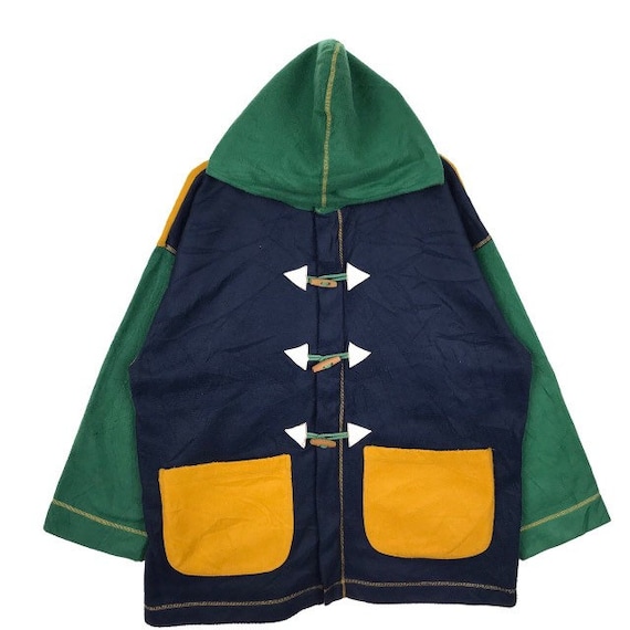 Vintage Multi Color Hoodie Duffle Coat