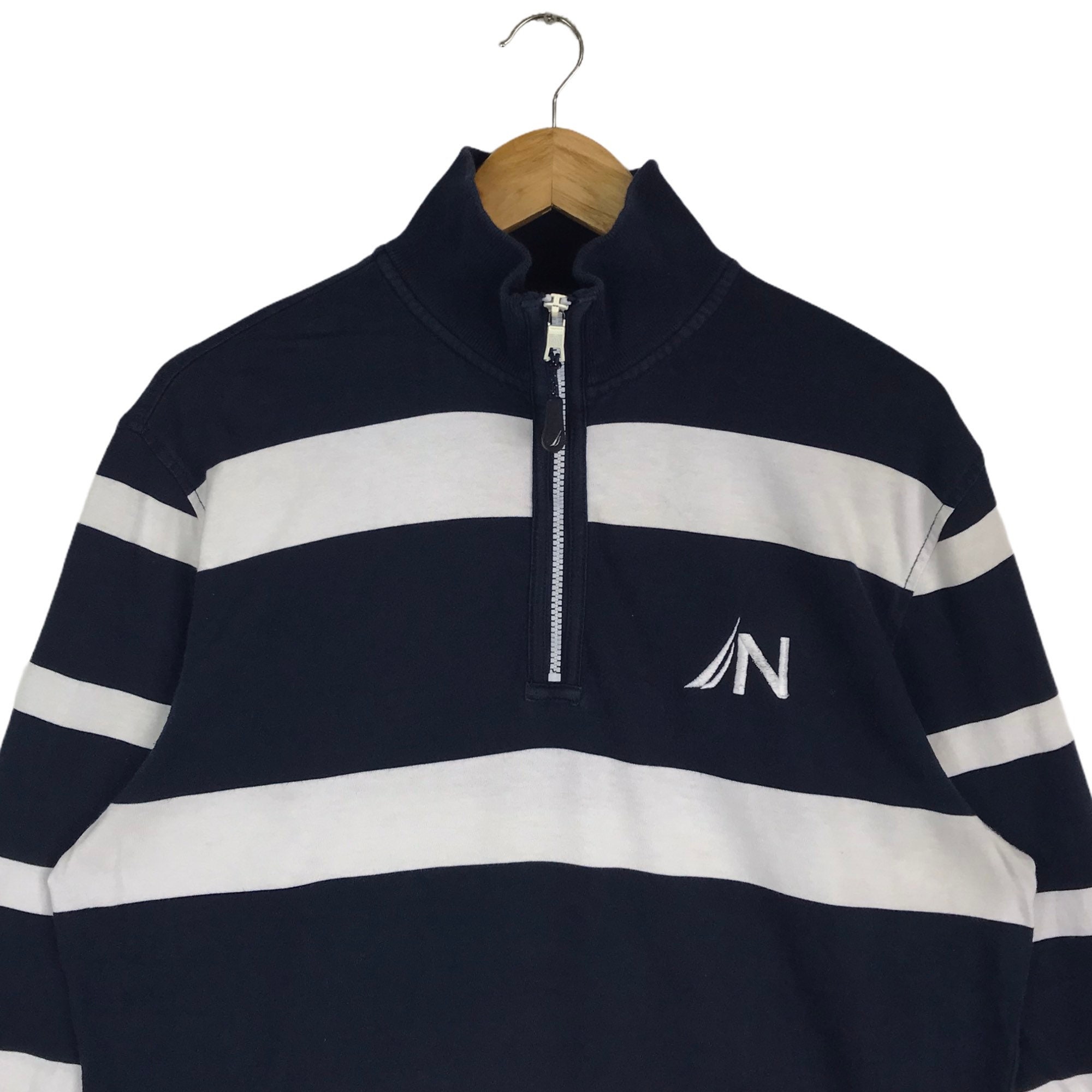 Vintage Nautica Sailing Stripe Half Zipper Sweatshirt Pullover Etsy