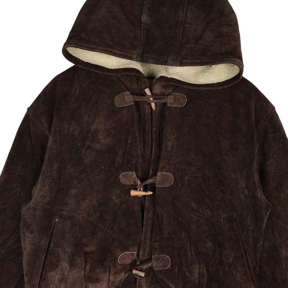 Vintage Hunting Jacket Outdoorsmen Hoodie Suede Leather Duffle Etsy