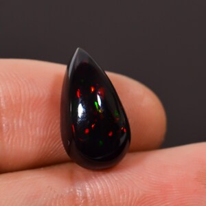 Black Ethiopian Opal Cabochon: Pear Shape Gemstone, 4.00 Carat