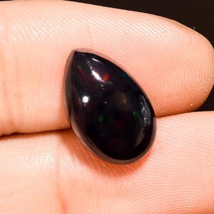 Ethiopian Black Opal Pear Cabochon: Natural Gemstone, 3.5 ct (14X9X5 mm)
