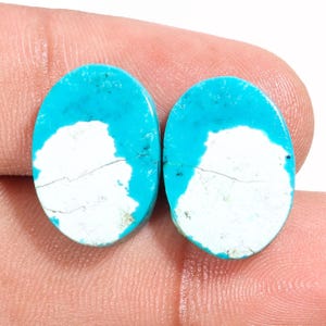 Naturlig tibetansk turkos cabochon par: Ovala lösa ädelstenar, 15,85 ct 18x13x4 mm Smyckestillverkning