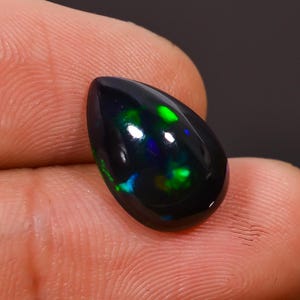 Black Ethiopian Opal Cabochon: Pear Shape Gemstone, 3 Carat