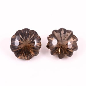 Smoky Quartz Pair: Concave Cut Round Gemstones, 10.00 ct