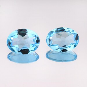 Excellent Quality Natural Swiss Blue Topaz  Faceted Cut Oval Shape Pair Loose Gemstone For Making Jewelry 4.38 Ct Size 9X7X4mm Healing Topaz