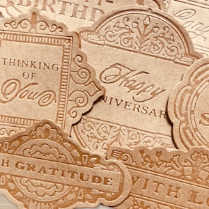 Sentiments estampés (lot de 10) | Découpes | Sentiments pour la fabrication de cartes | Scrapbooking | Journal indésirable | Papier découpé | Embellissements