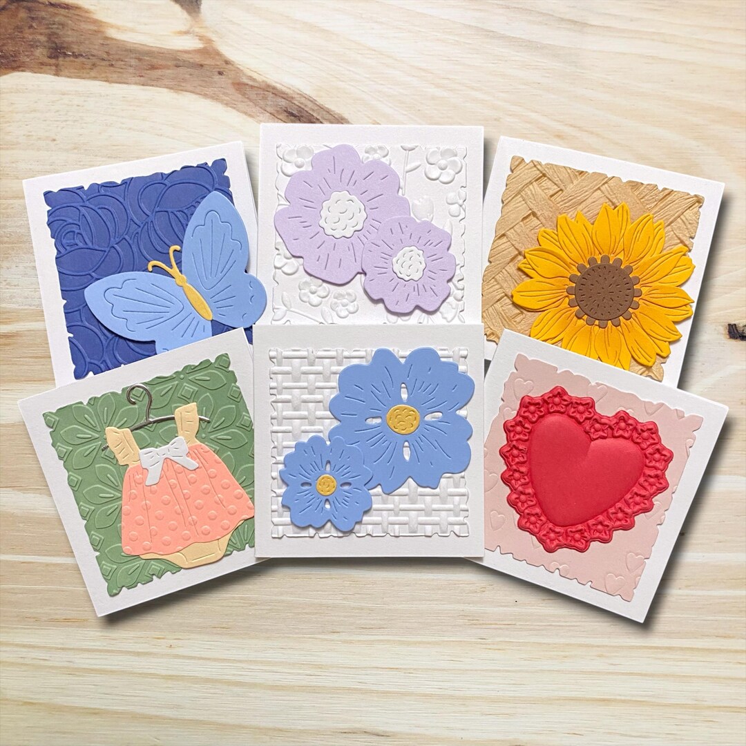 Assorted Mini Cards (pack of 6) | Blank Cards | 3D Embossed | Card With ...