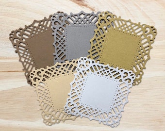 Square Doilies (Pack of 5) | Paper Doilies for Junk Journaling | Die Cuts | Embellishments | Scrapbooking Supplies | Card Making Supplies