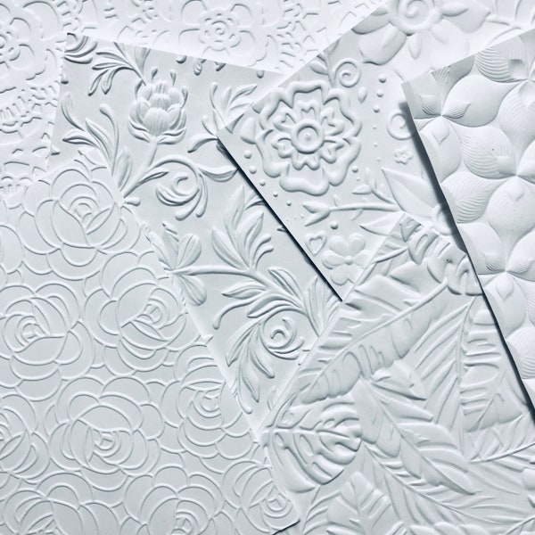 White Embossed Cards Etsy