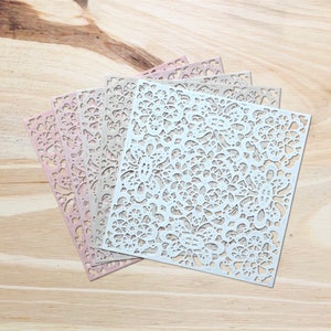 Carrés découpés en dentelle (paquet de 5) | Découpes complexes pour la fabrication de cartes | Scrapbooking | Journalisation du courrier indésirable | Papier décoratif | Papier découpé