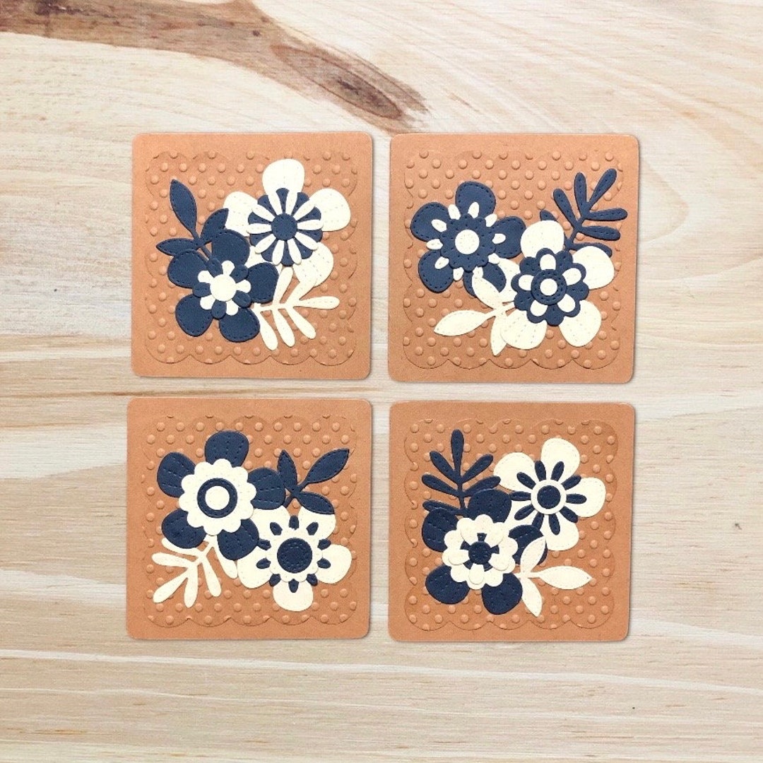 Floral Card Set 3 Inch Cards Mini Greeting Cards Flower Die Cuts Party ...