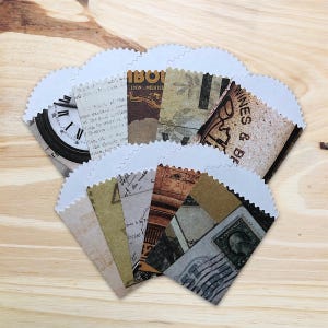 Vintage Print Pockets (Pack of 10) | Envelopes | Small Envelopes | Journaling Supplies | Scrapbook Supplies | Junk Journal | Pocket Die Cut