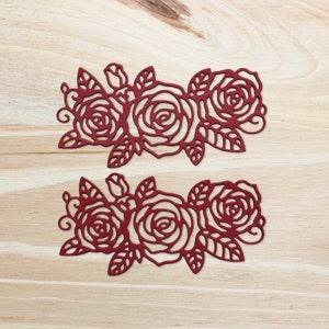 Fleurs découpées (paquet de 6) | Roses rouges découpées | Fleurs sauvages | Fleur en papier | Éphémères | Découpes pour Junk Journal | Fournitures de scrapbooking