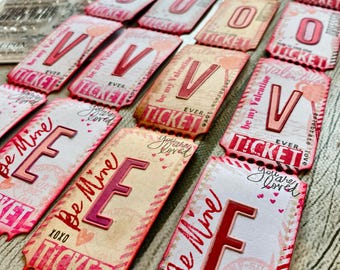 Clearance!!  Embellished Valentine Ticket Strips * so cute!!