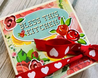Clearance!!!  Farmer’s Market Folio * Chubby Little 4”x4” Bless This Kitchen  * Carta Bella Farm * Handmade