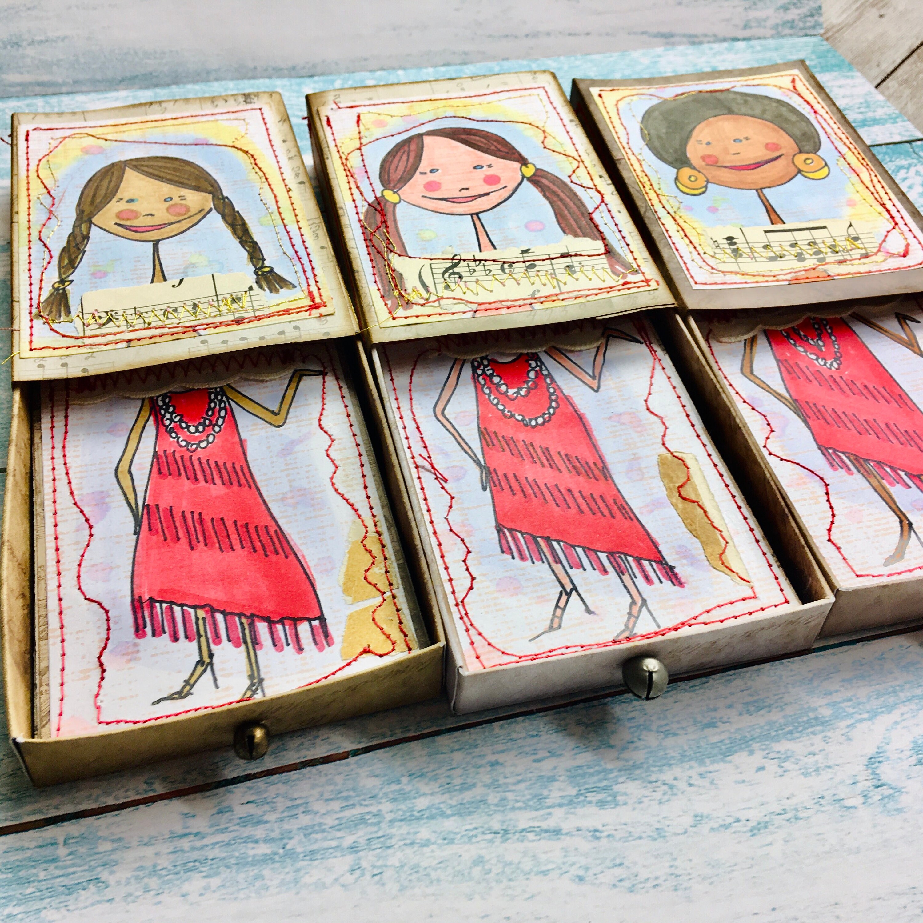 Clearance Matchbox Girls with Five Outfits ATC Original Etsy