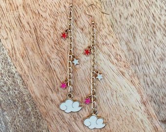 White Cloud in the Stars Drop Earrings