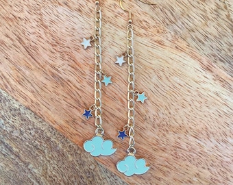 Blue Cloud in the Stars Drop Earrings