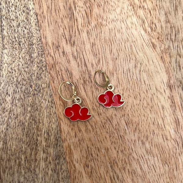 Red Cloud Huggie Earrings