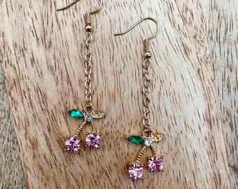 Pink Cherry Drop Earrings