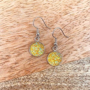 Yellow Druzy Cabochon Earrings