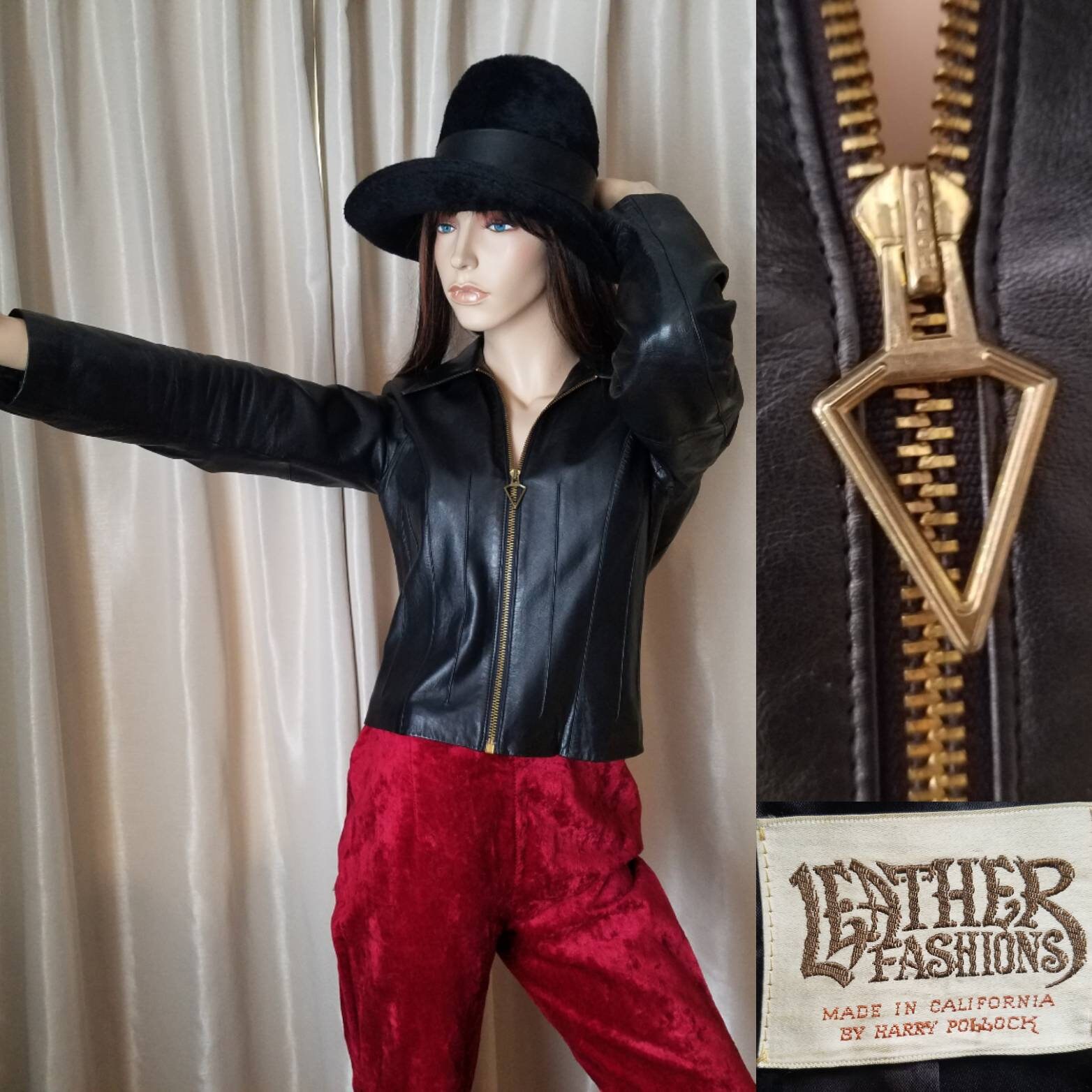 70s black leather jacket