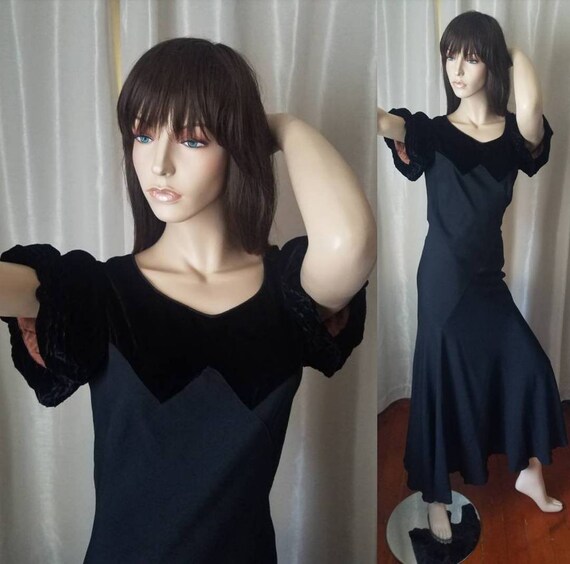 30s vintage S gown dress inky jet black original s