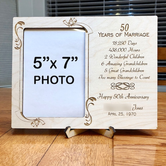 50th Anniversary Personalized Photo Frame Golden Anniversary Etsy