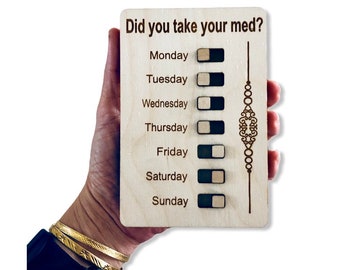 Once per Day Weekly Medication Tracker | Med tracker Magnet, AM and PM, Reminder Magnets