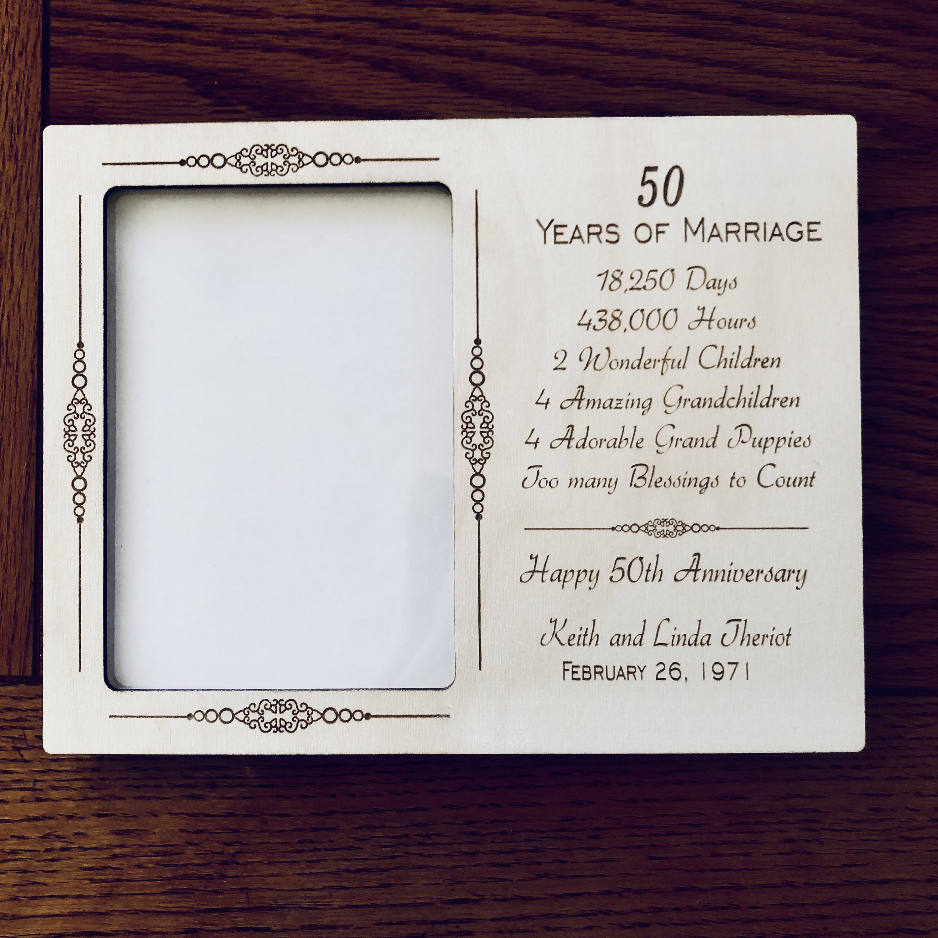 50th Anniversary Personalized Photo Frame Golden Anniversary Etsy