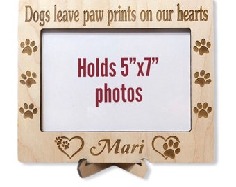 Engraved Pet Photo Frame: Paw Prints, Custom Dog Name