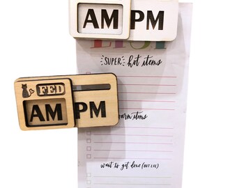 Cat Feeding Tracker Magnet: AM/PM Slider, Twice Daily