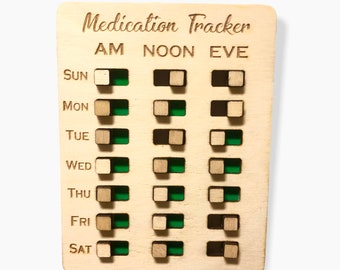 3x per Day Weekly Medication Tracker | Med tracker Magnet, AM and PM, Reminder Magnets