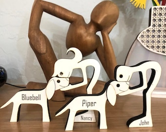 Dog and Person Puzzle Figurines: Laser Cut Table Decor (2-Piece Set)