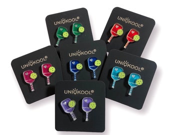 Laser Engraved Acrylic Pickleball Earrings, Paddle & Ball Studs