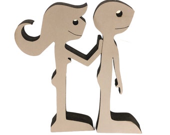 Couple Wood Sculpture, Loving Embrace Figurines, Anniversary Gift