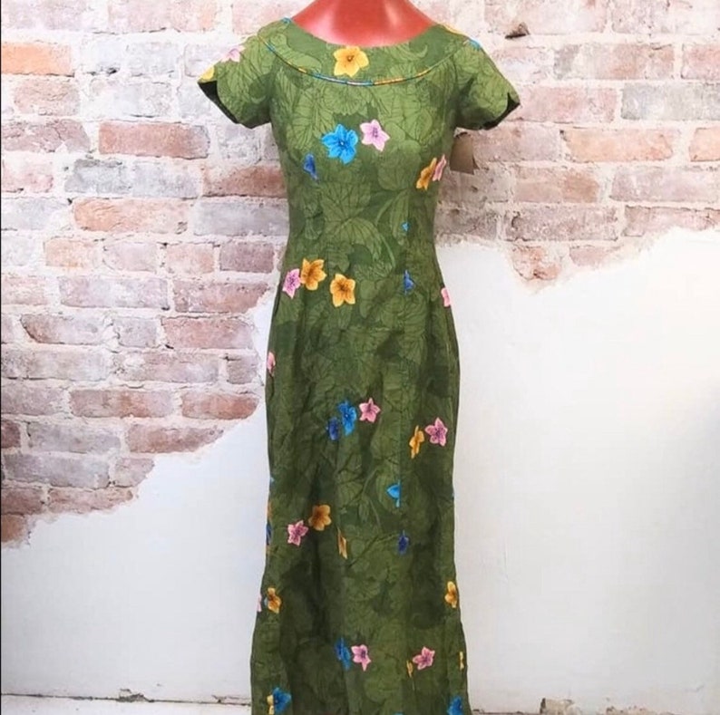 Vintage 1950s Hawaiian Tiki Dress Gown RARE image 2