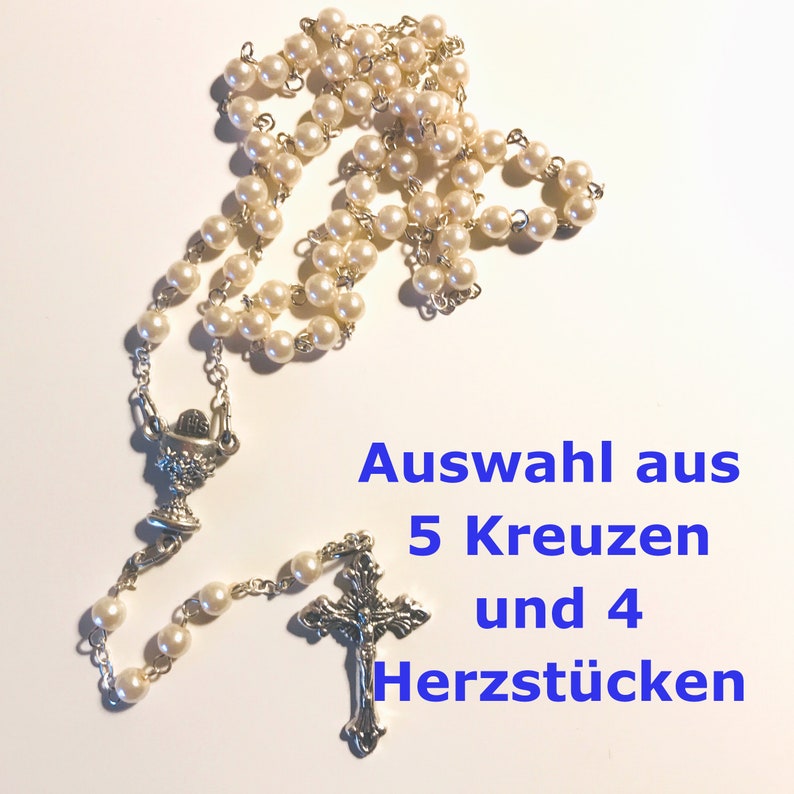 Chained rosary of pearl-colored glass beads rosary chain glass beads rosario prayer